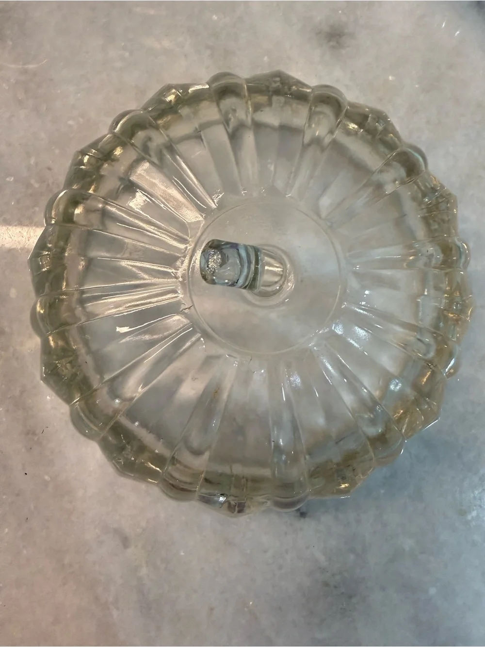 Pristine Condition Crystal Clear (Made In USA) Apple Candy Lidded Jar-6